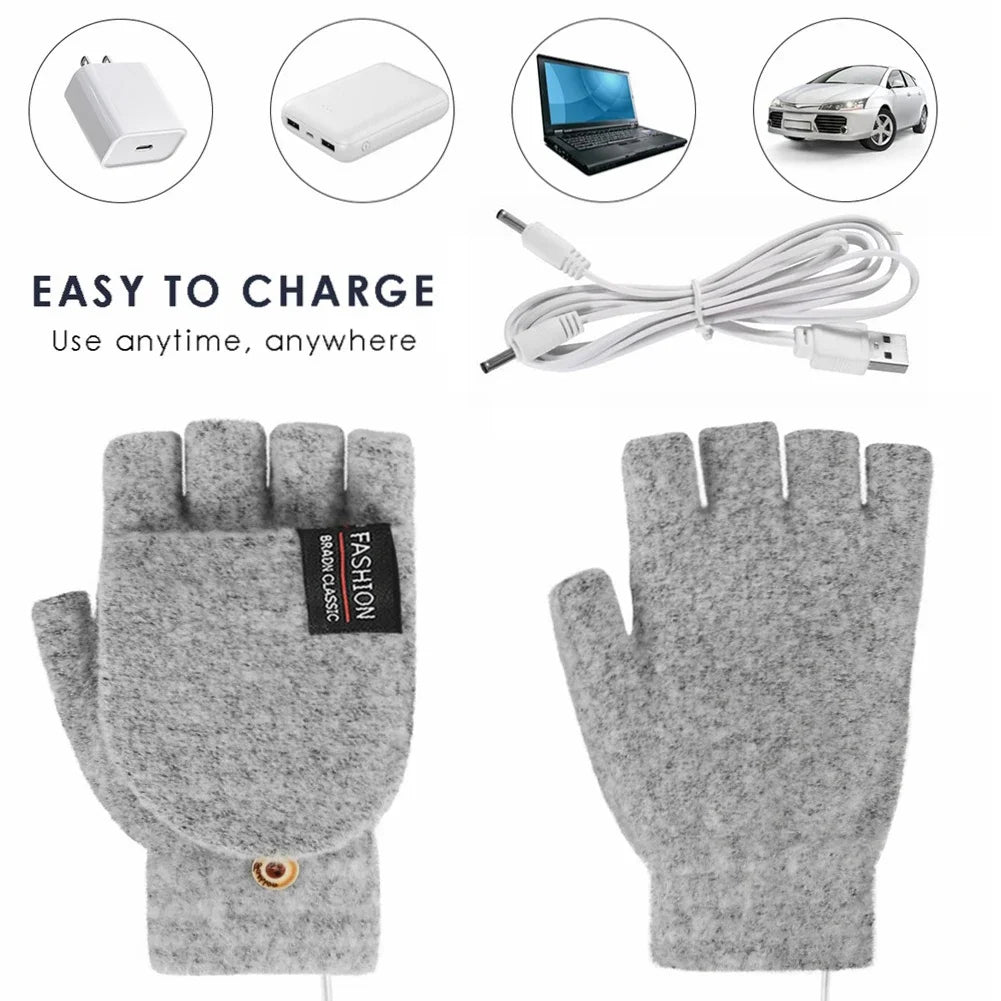 Cosycombe™ USB Rechargeable Heated Knit Gloves with 3 Heat Settings