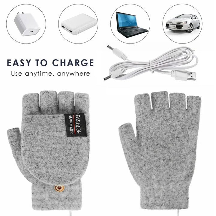 Cosycombe™ USB Rechargeable Heated Knit Gloves with 3 Heat Settings