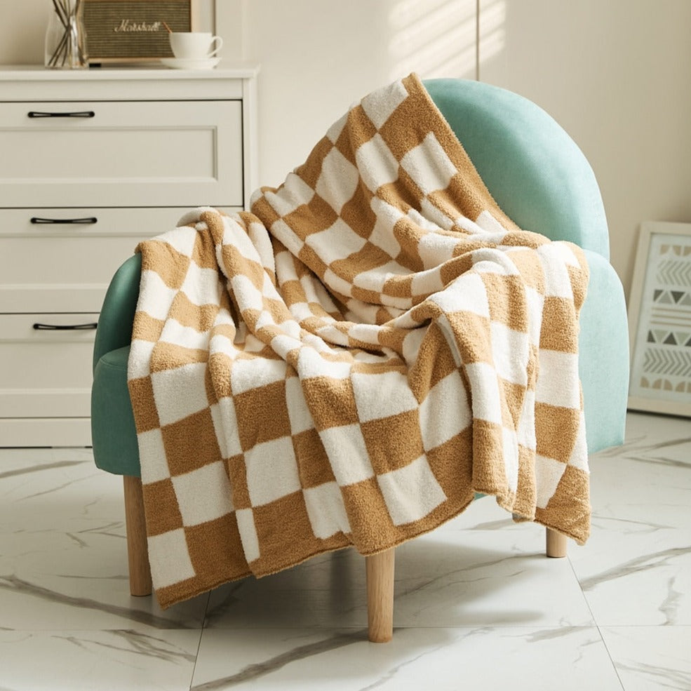 Cosycombe™ Colourful Checkerboard Throw Blanket for Sofa and Bed