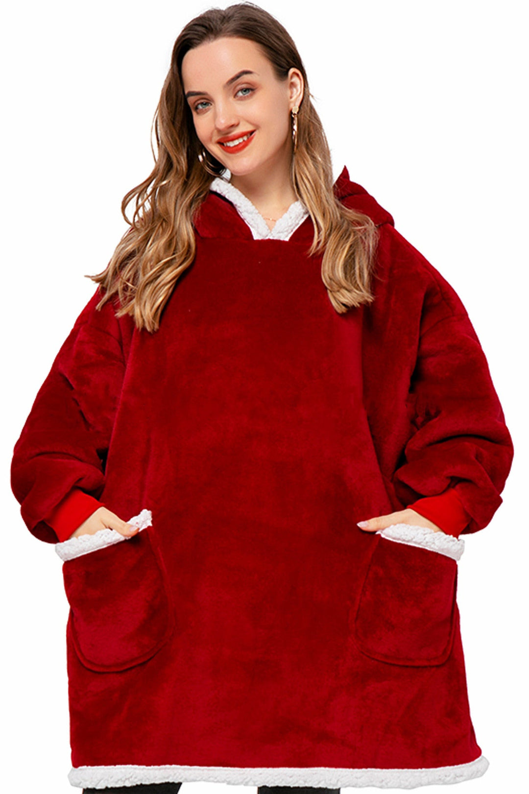 Cosycombe™ Fluffy Fleece Blanket with Sleeves for Women – Hands-Free Cosy