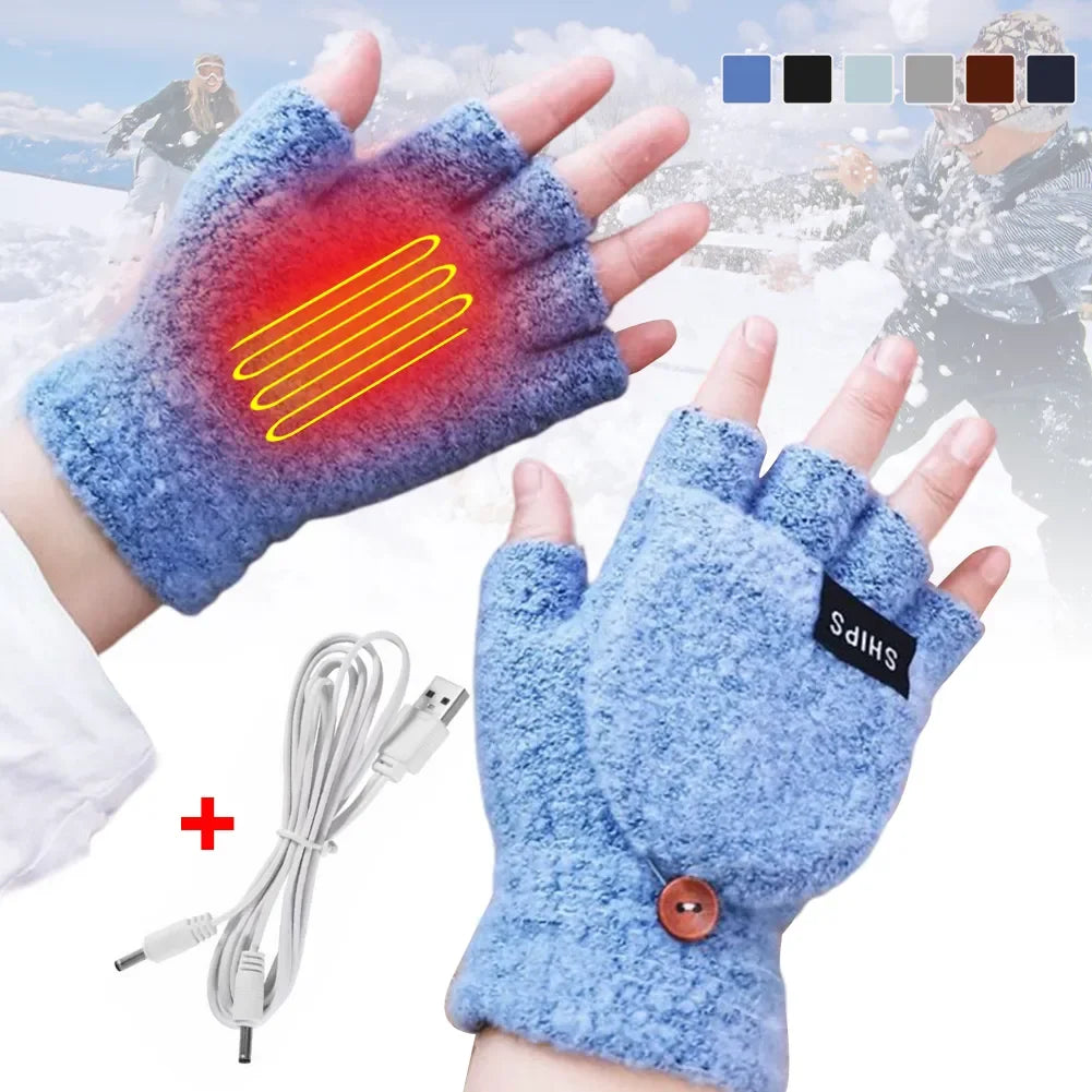Cosycombe™ USB Rechargeable Heated Knit Gloves with 3 Heat Settings