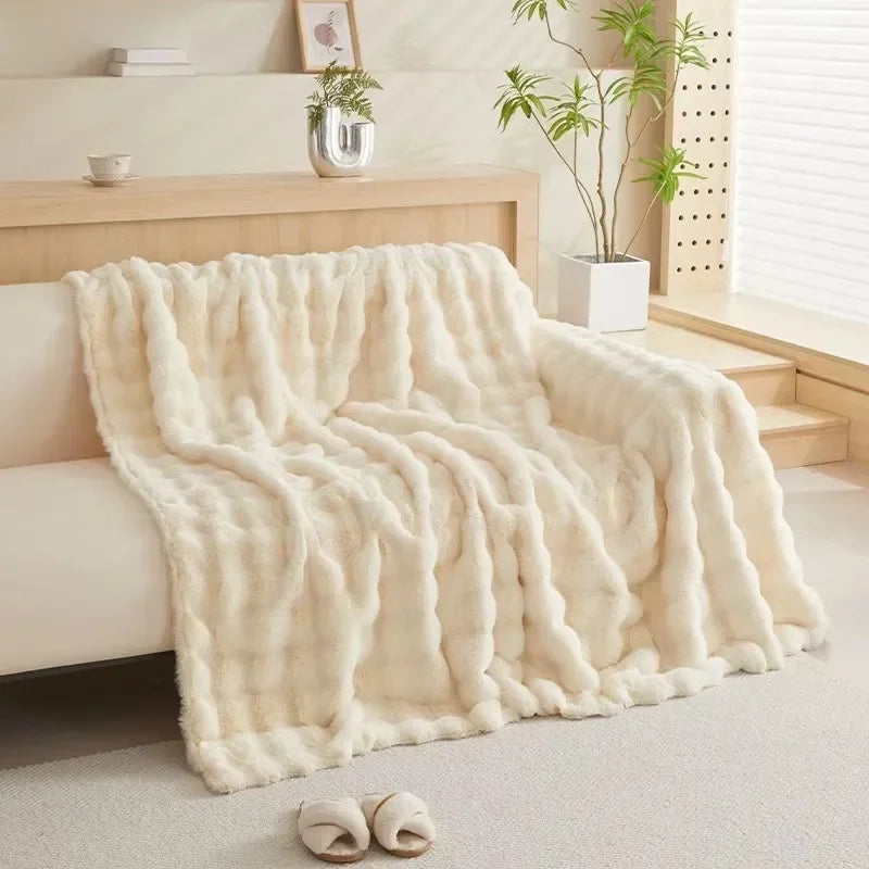 Cosycombe™ Faux Fur Sofa Throw with Non-Slip Back for a Snug Fit