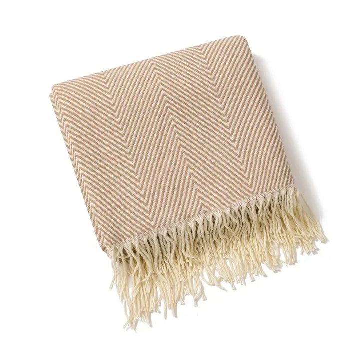 Cosycombe™ Striped Cotton Sofa Throw with Fringe, Light for All Seasons