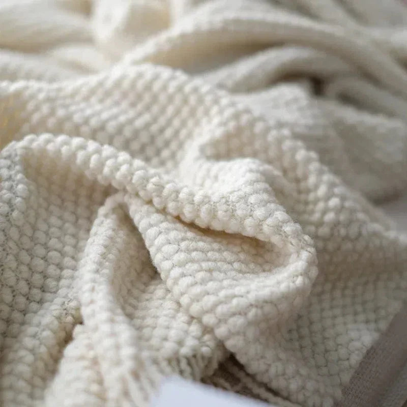 Cosycombe™ Cream White Wool Blanket for Cosy Evenings All Year