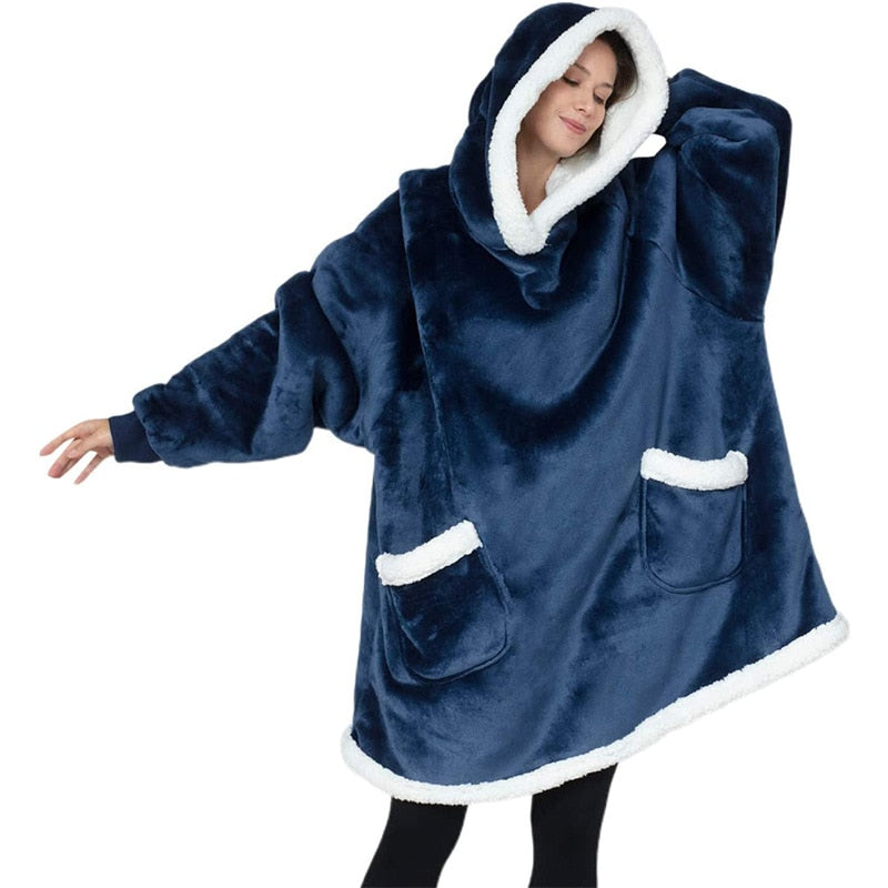 Cosycombe™ Fluffy Fleece Blanket with Sleeves for Women – Hands-Free Cosy