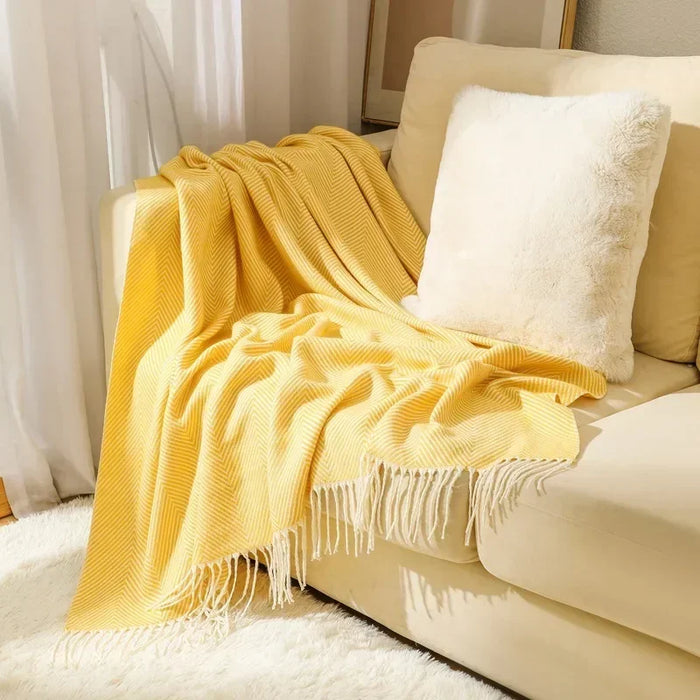 Cosycombe™ Striped Cotton Sofa Throw with Fringe, Light for All Seasons