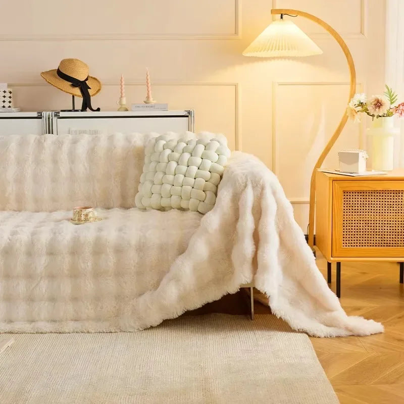Cosycombe™ Faux Fur Sofa Throw with Non-Slip Back for a Snug Fit