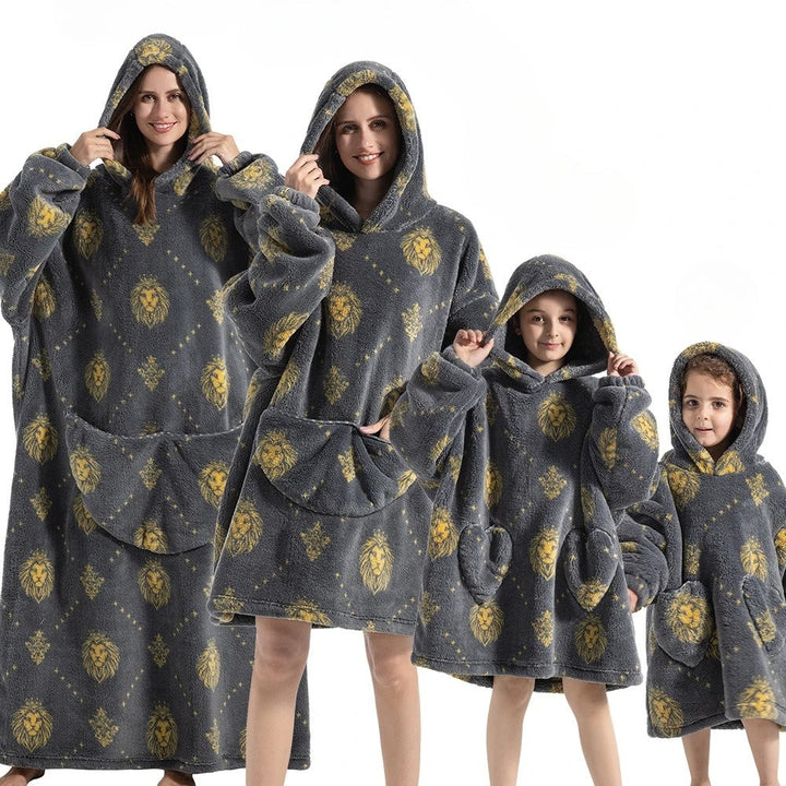Cosycombe™ Oversized Hoodie Blanket with Pumpkin Print, Fleece and Flannel