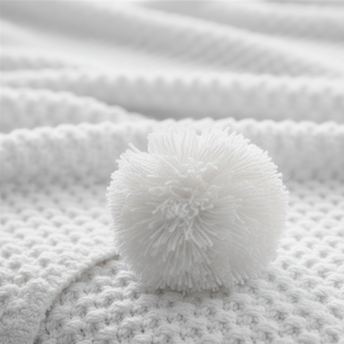 Cosycombe™ Scandi Waffle Knit Throw With Pom Pom Trim, Thick and Textured