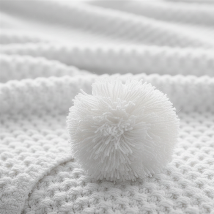 Cosycombe™ Scandi Waffle Knit Throw With Pom Pom Trim, Thick and Textured