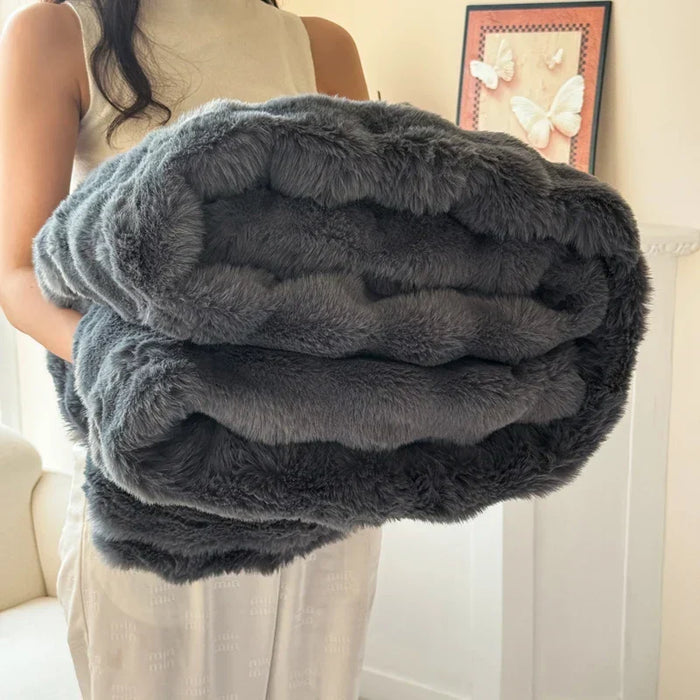 Cosycombe™ Double Layer Faux Rabbit Fur Blanket, Extra Thick and Plush