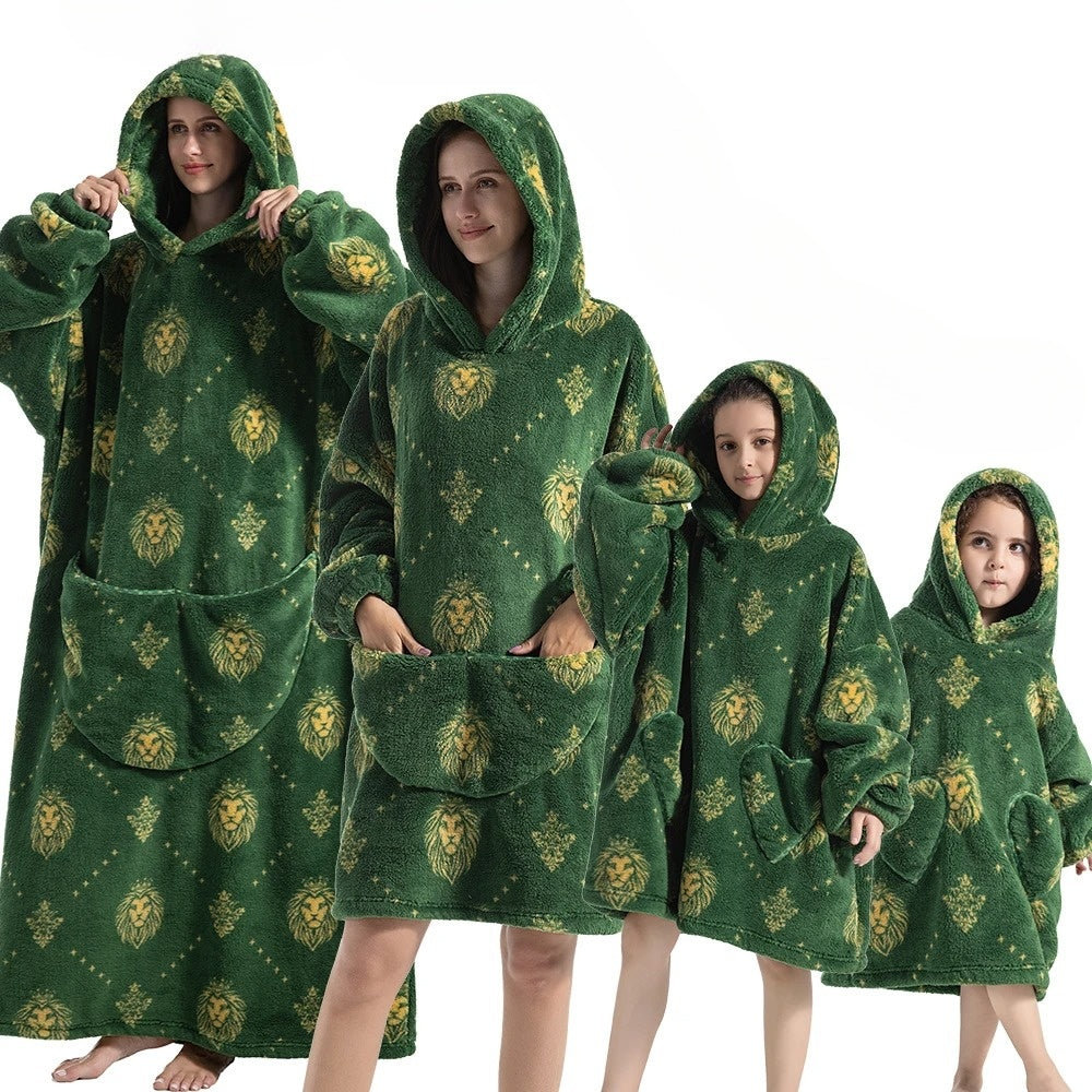 Cosycombe™ Oversized Hoodie Blanket with Pumpkin Print, Fleece and Flannel