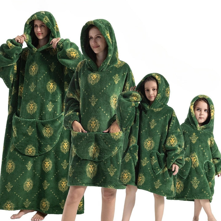 Cosycombe™ Oversized Hoodie Blanket with Pumpkin Print, Fleece and Flannel