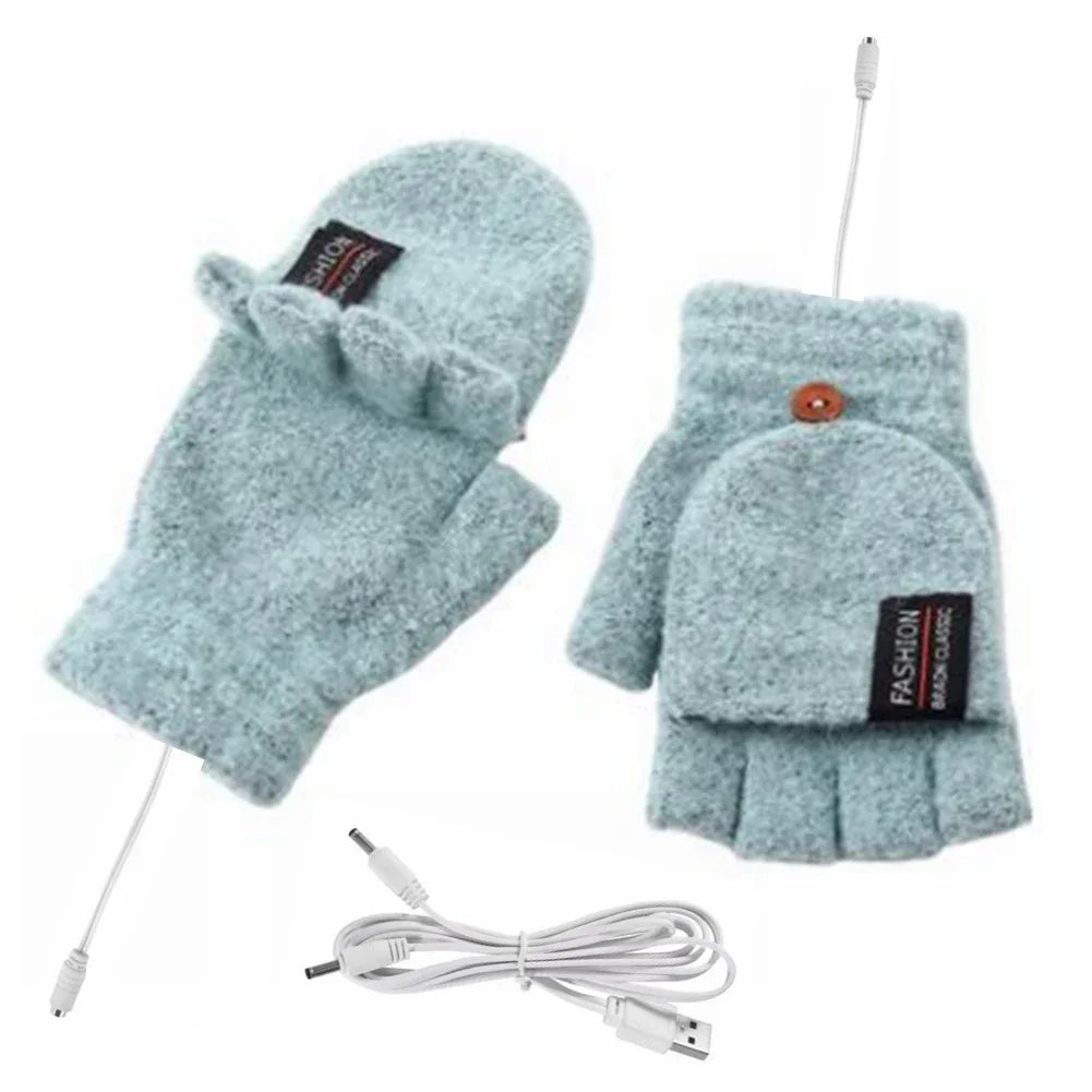 Cosycombe™ USB Rechargeable Heated Knit Gloves with 3 Heat Settings