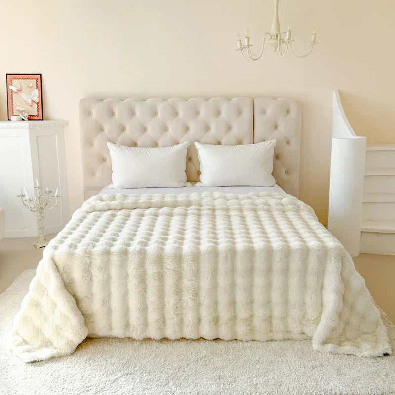 Cosycombe™ Double Layer Faux Rabbit Fur Blanket, Extra Thick and Plush