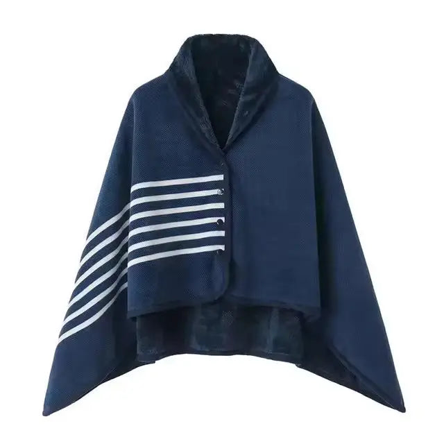 Cosycombe™ Wearable Check Blanket with Snaps – Poncho, Cape or Wrap