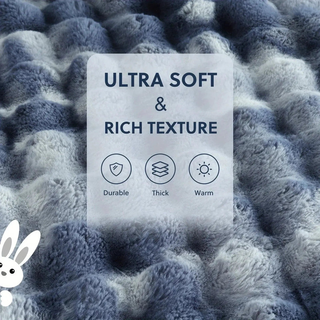 Cosycombe™ Reversible Faux Rabbit Fur Throw with Velvet Fleece Side