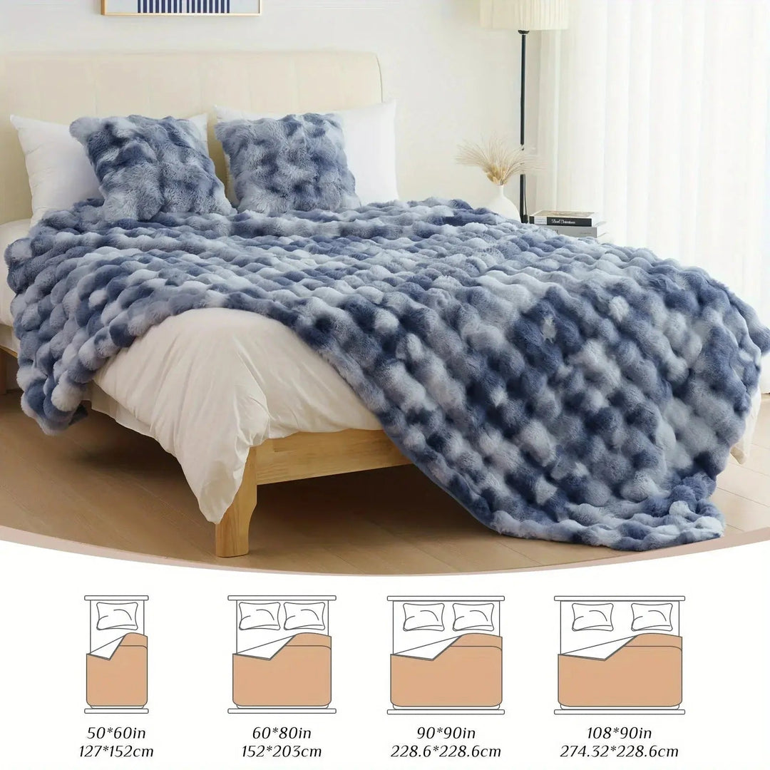 Cosycombe™ Reversible Faux Rabbit Fur Throw with Velvet Fleece Side