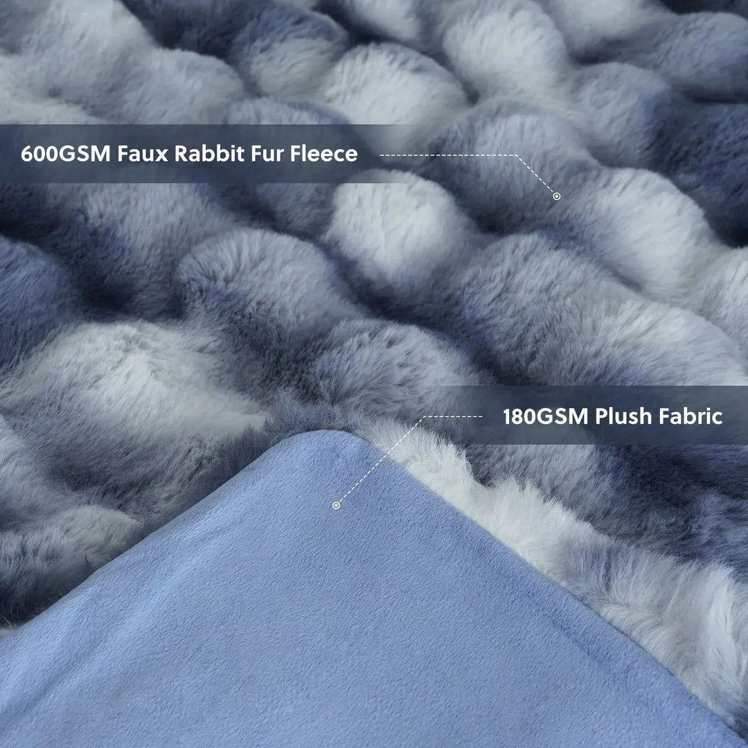 Cosycombe™ Reversible Faux Rabbit Fur Throw with Velvet Fleece Side