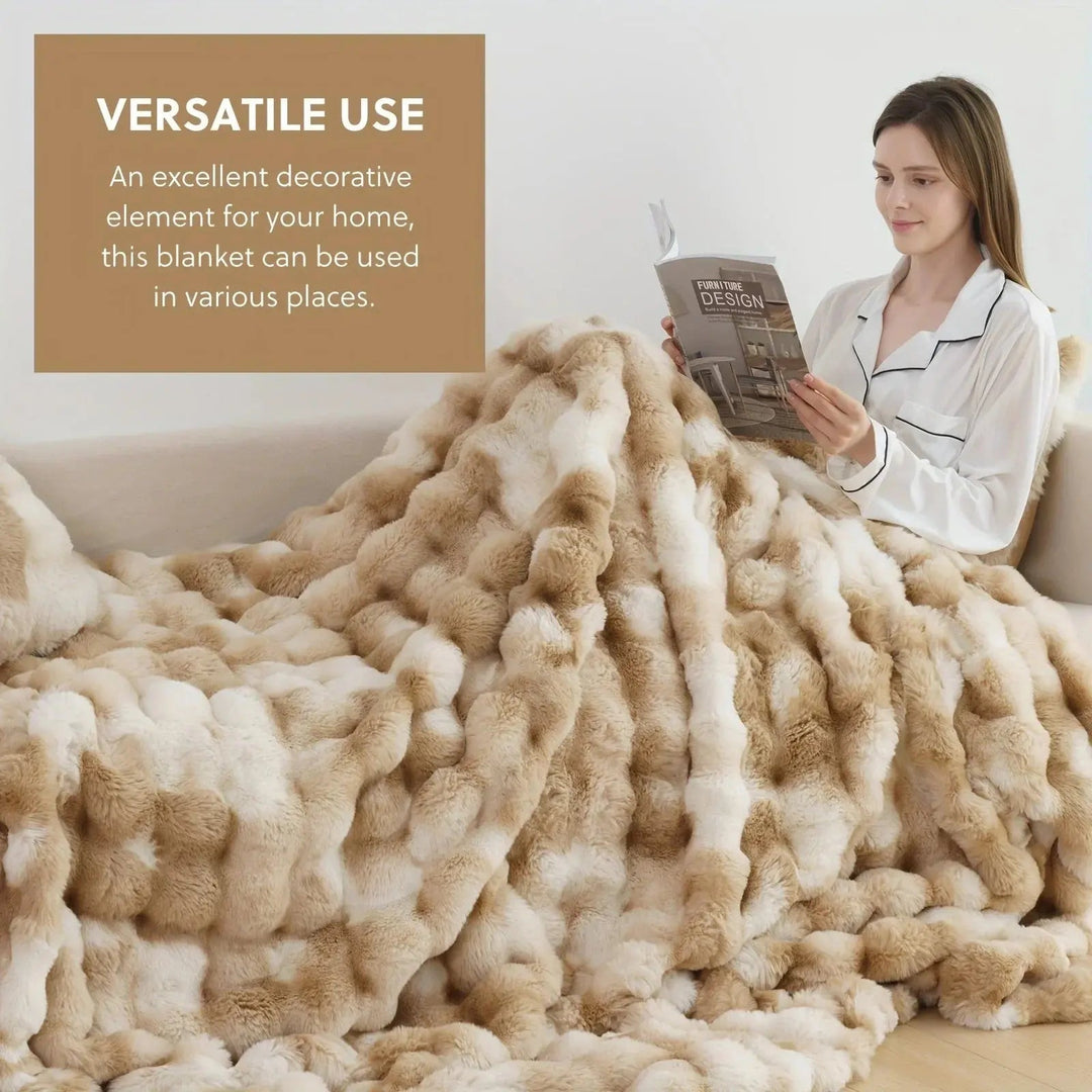 Cosycombe™ Reversible Faux Rabbit Fur Throw with Velvet Fleece Side