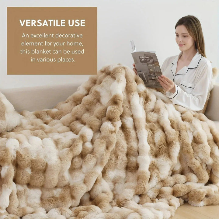 Cosycombe™ Reversible Faux Rabbit Fur Throw with Velvet Fleece Side