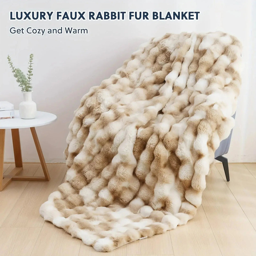 Cosycombe™ Reversible Faux Rabbit Fur Throw with Velvet Fleece Side