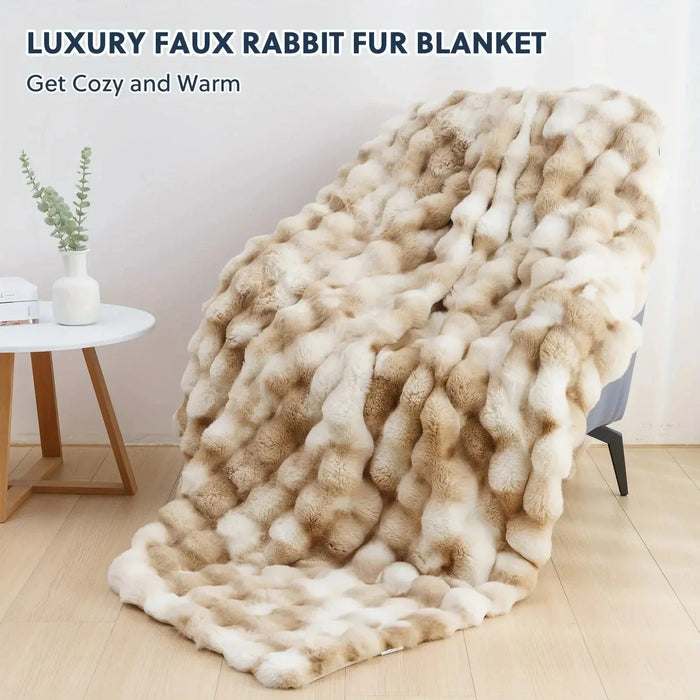Cosycombe™ Reversible Faux Rabbit Fur Throw with Velvet Fleece Side