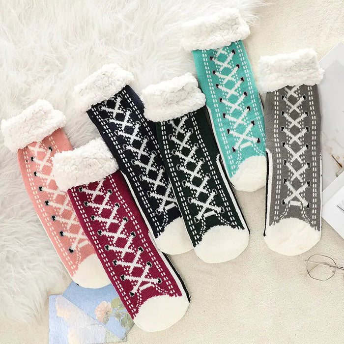 Cosycombe™ Ultra-Warm Jacquard Knit House Socks with Non-Slip Sole