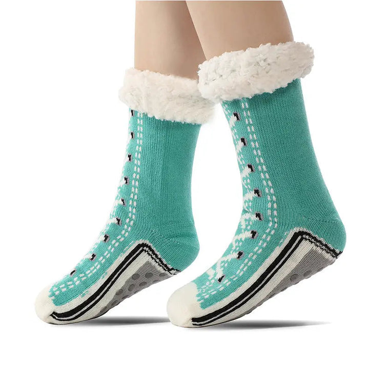 Cosycombe™ Ultra-Warm Jacquard Knit House Socks with Non-Slip Sole