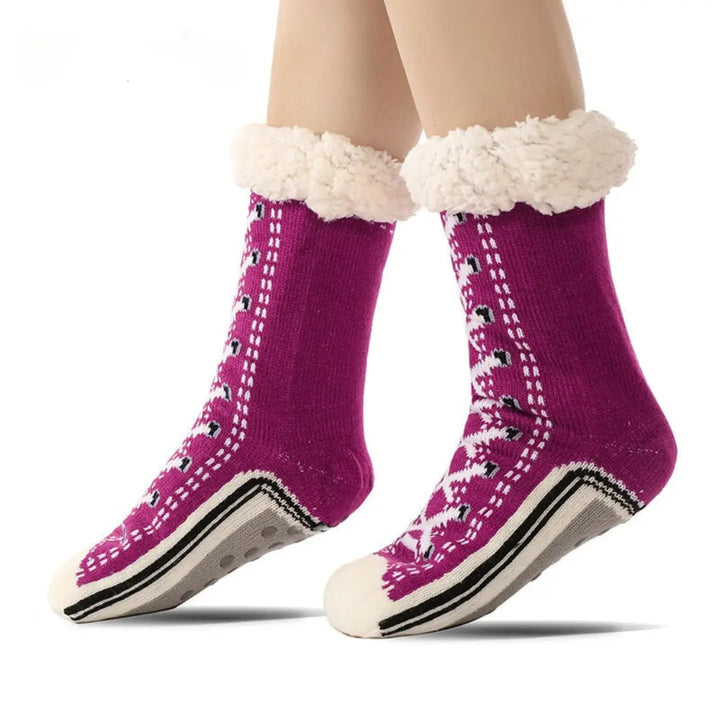 Cosycombe™ Ultra-Warm Jacquard Knit House Socks with Non-Slip Sole