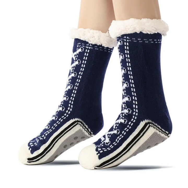Cosycombe™ Ultra-Warm Jacquard Knit House Socks with Non-Slip Sole