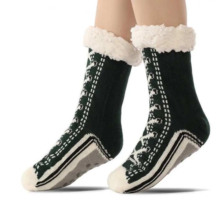 Cosycombe™ Ultra-Warm Jacquard Knit House Socks with Non-Slip Sole