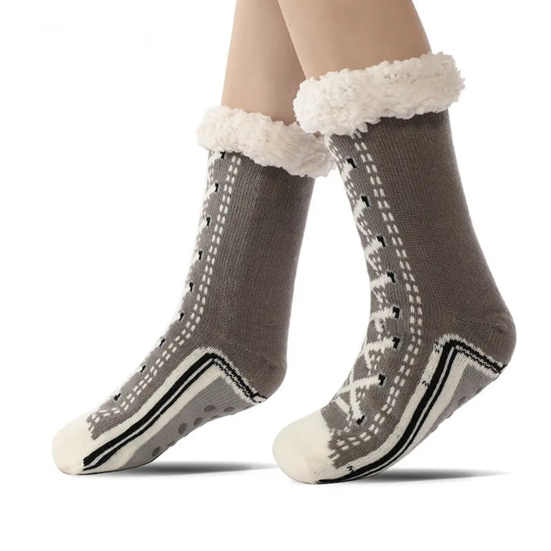 Cosycombe™ Ultra-Warm Jacquard Knit House Socks with Non-Slip Sole