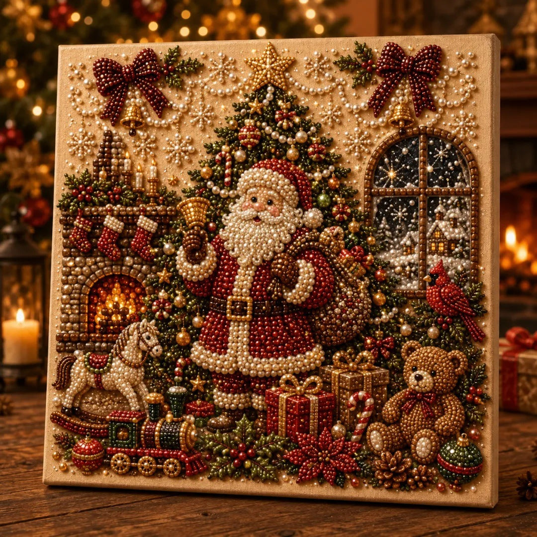 Christmas pearl diamond painting with gnome design