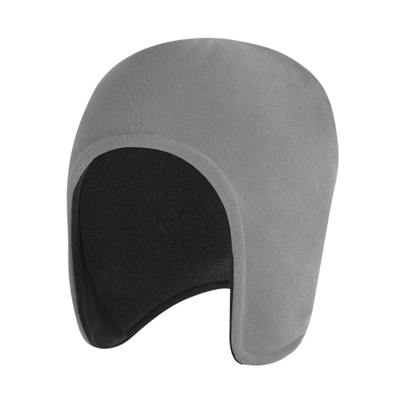 Black polar fleece cap with ear flaps