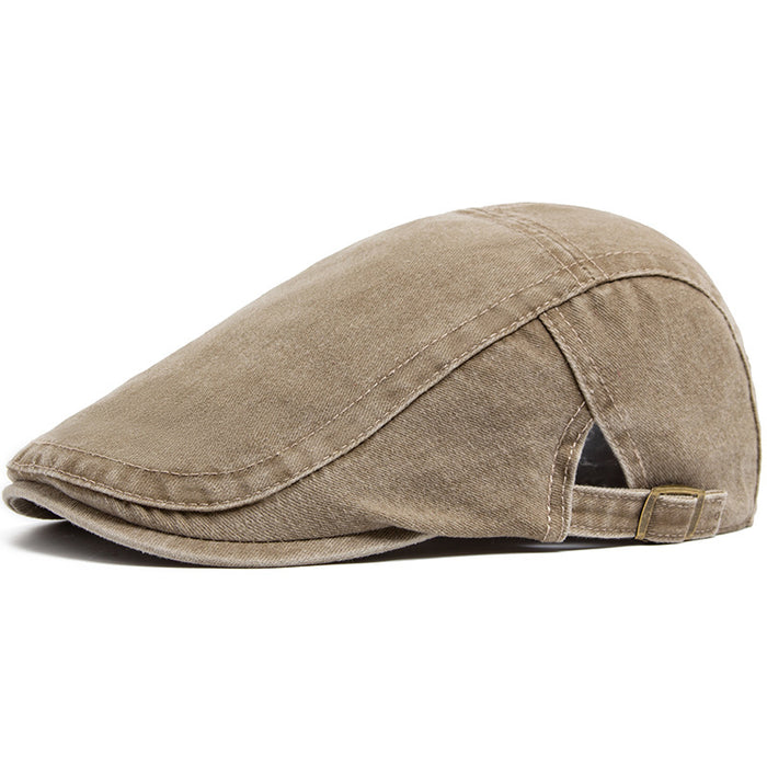Cosycombe Washed Denim Flat Cap with Buckle Back