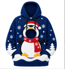 Christmas hoodie with cat in front pocket