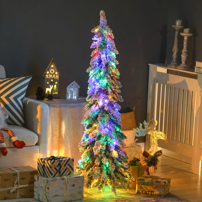 Cosycombe Flocked Pencil Christmas Tree with 100 LEDs, 4ft