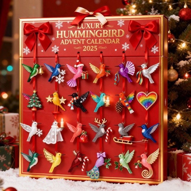 Advent calendar with acrylic Christmas ornaments