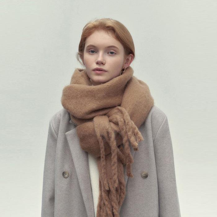 Cosycombe Long Cashmere Feel Scarf with Tassels, 230 cm