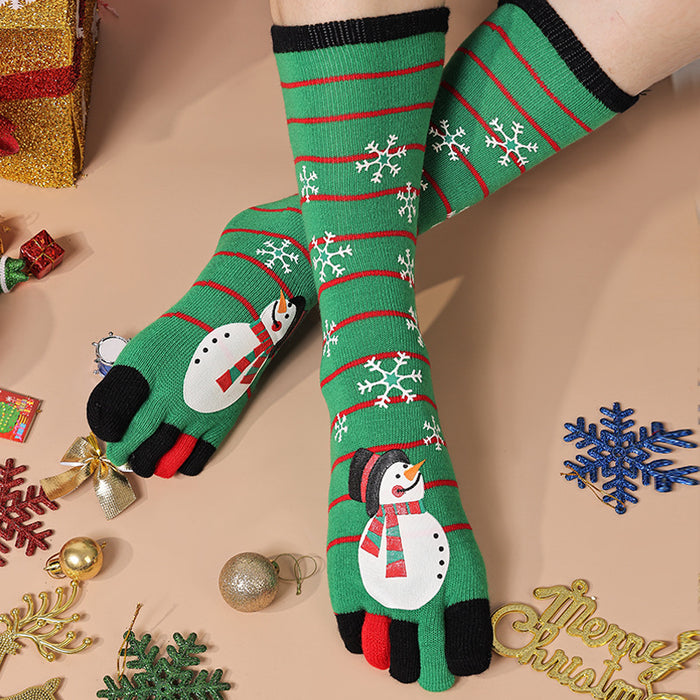 Cosycombe Knee High Christmas Toe Socks for Women