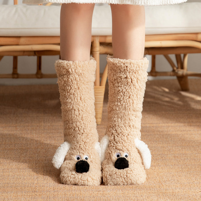 Cosycombe Plush Dog Socks with 3D Ears and Grip