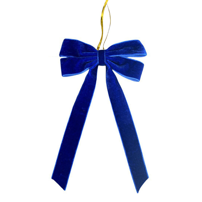 Cosycombe Velvet Christmas bow with long tails and gold cord