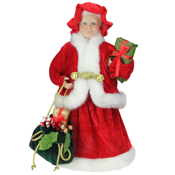 Cosycombe Mrs Claus Christmas Figure with Gifts, 30 cm