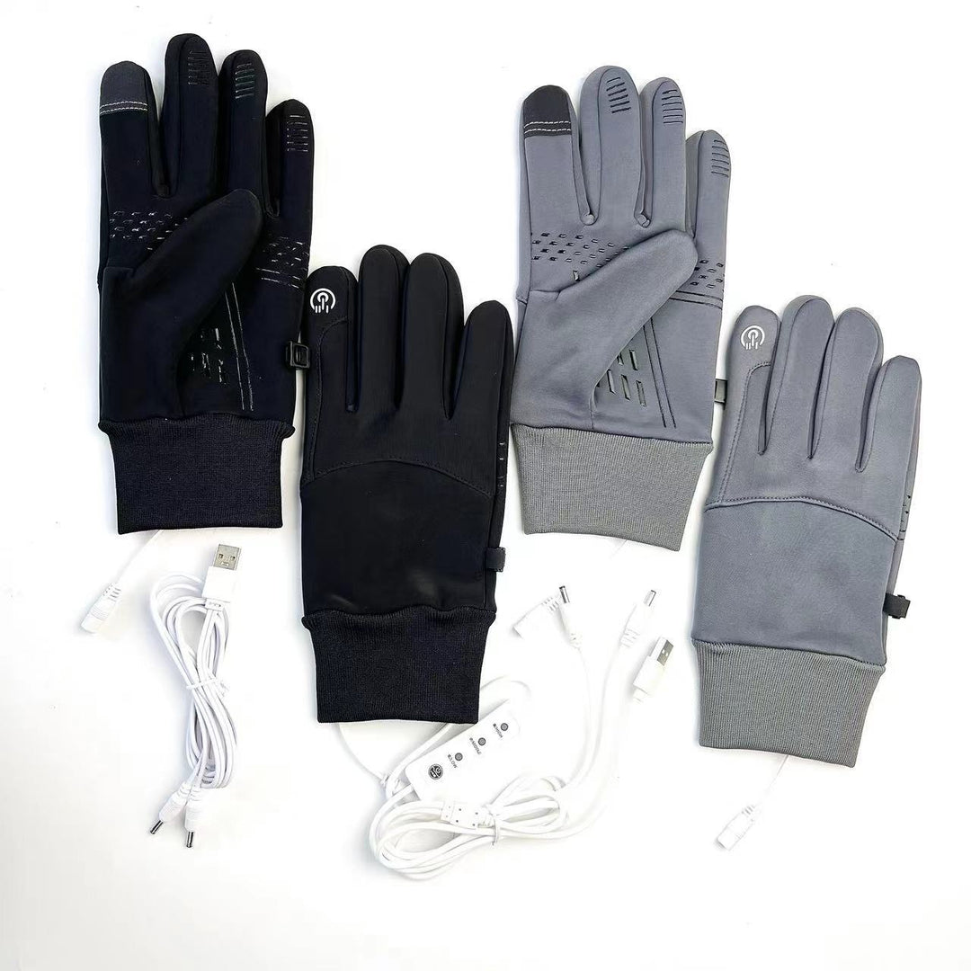 Black USB heated touchscreen gloves