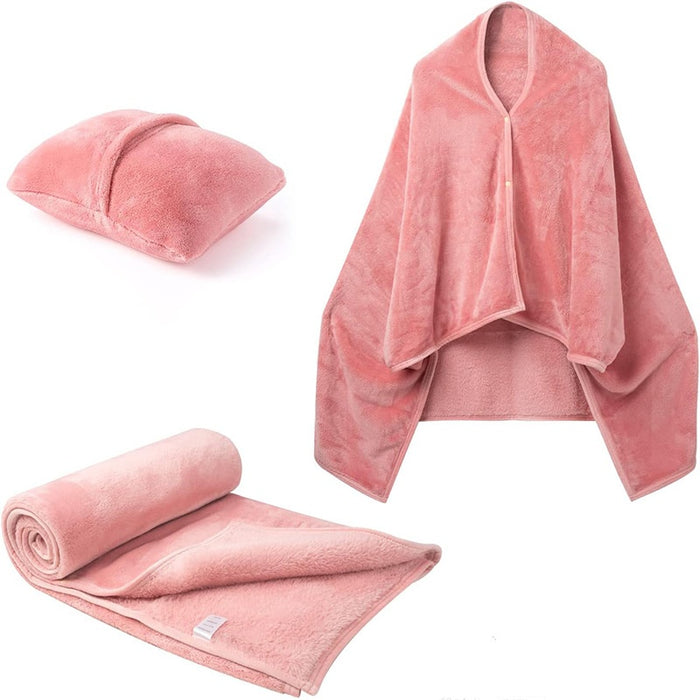 Cosycombe 3-in-1 Fleece Blanket Shawl that Folds into a Cushion