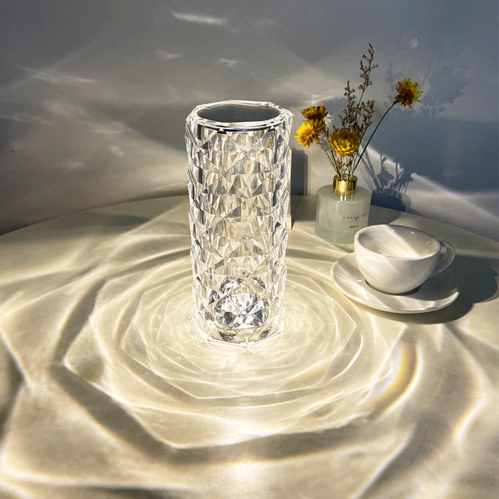 Cosycombe Crystal rose touch lamp with rose light pattern