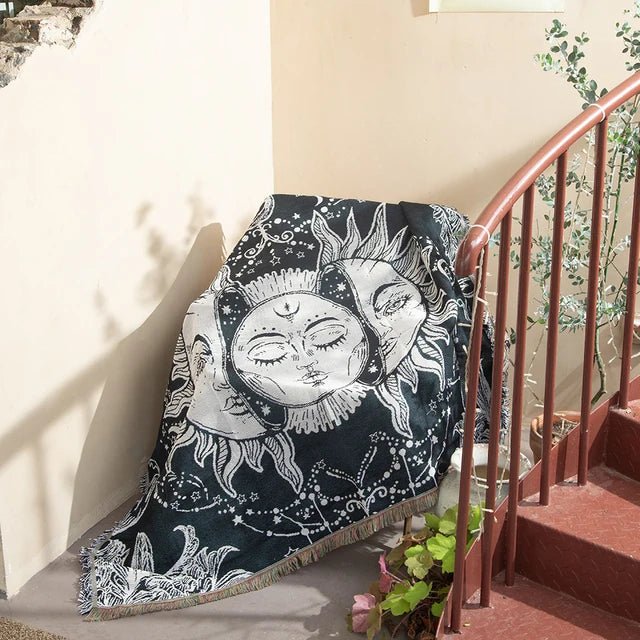 Cosycombe™ Abstract Woven Tapestry Throw, Jacquard Blanket and Wall Hanging