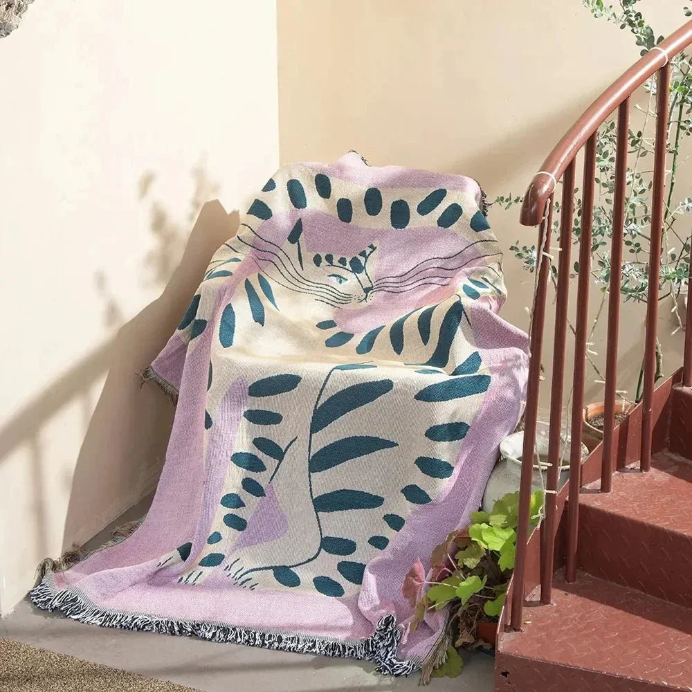 Cosycombe™ Abstract Woven Tapestry Throw, Jacquard Blanket and Wall Hanging