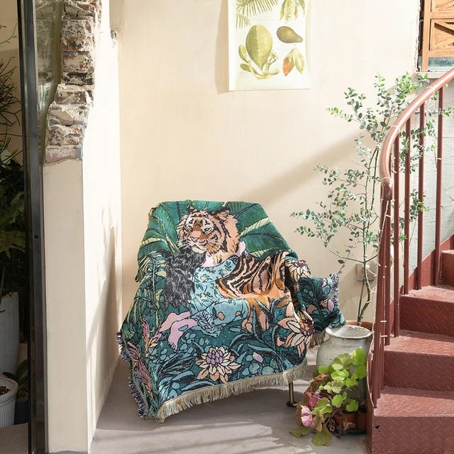 Cosycombe™ Abstract Woven Tapestry Throw, Jacquard Blanket and Wall Hanging